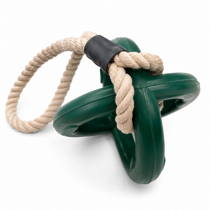Talking Dog Club Sturdy Dual Grip Oval Chew & Rope Toy for Dogs (Green)