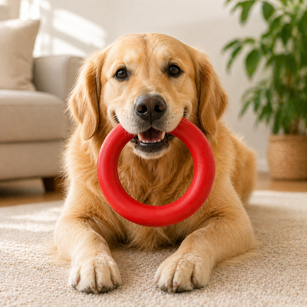 Talking Dog Club Ringa a Ring Natural Rubber Chew Toy for Dogs (Red)