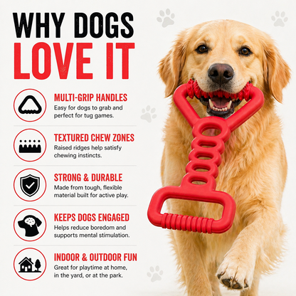 Talking Dog Club Tug Off Natural Rubber Chew Toy for Dogs (Red)