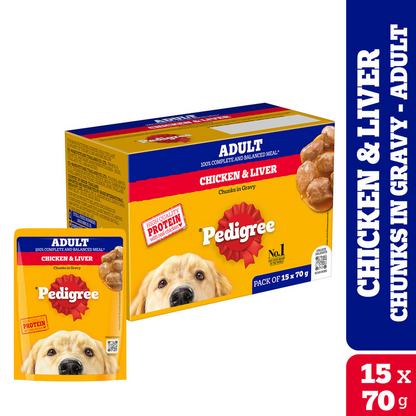 Pedigree Adult Dog Food Combo |Meat & Rice Dry & Chicken & Liver Wet