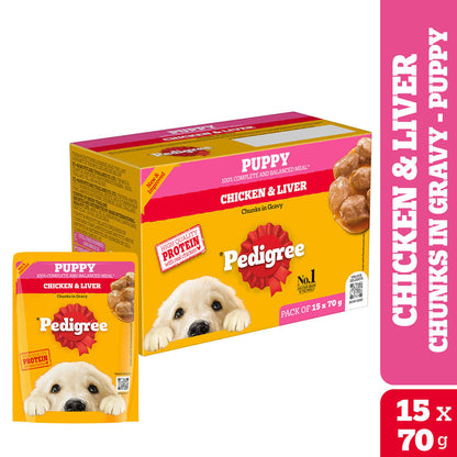 Pedigree Puppy Dog Food Combo |Chicken & Milk Dry & Chicken & Liver Wet