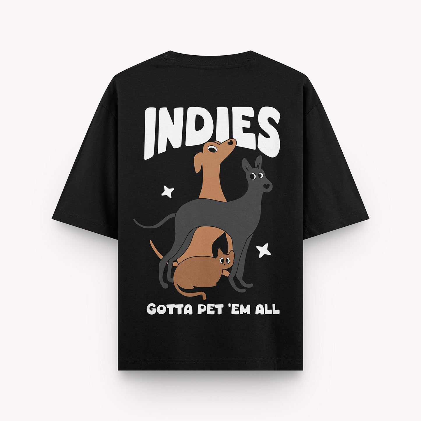 thePack Indie Merch Gotta Pet'em All Oversized T Shirt for Men and Women (Black)