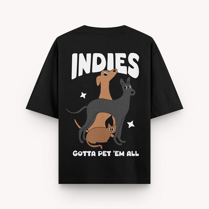 thePack Indie Merch Gotta Pet'em All Oversized T Shirt for Men and Women (Black)