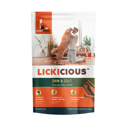 Lickicious Healthy Skin and Coat Chewy Stick Dog Treats
