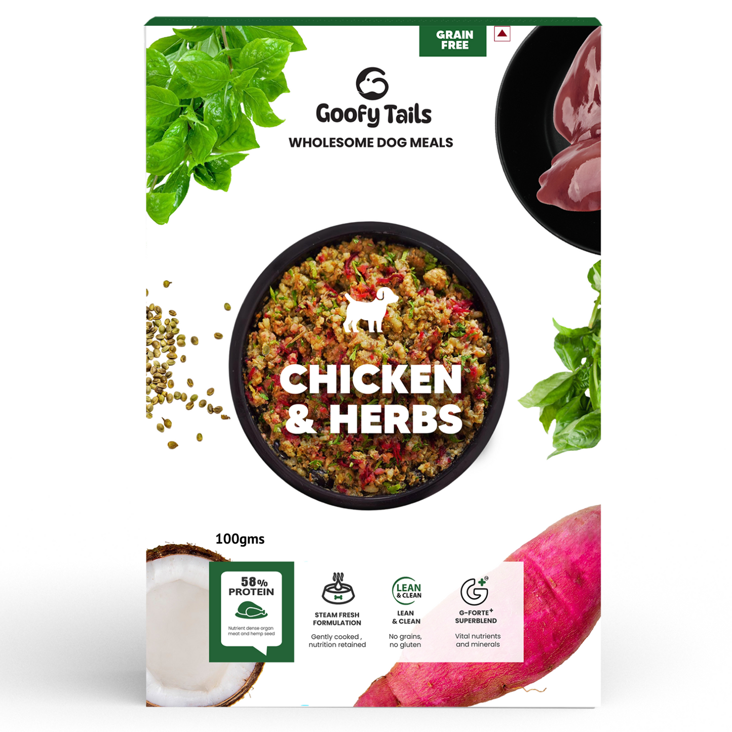 Goofy Tails Chicken & Quinoa and Chicken Bone Broth and Chicken & Herbs Grain Free Combo Dogs and Puppies Fresh Food