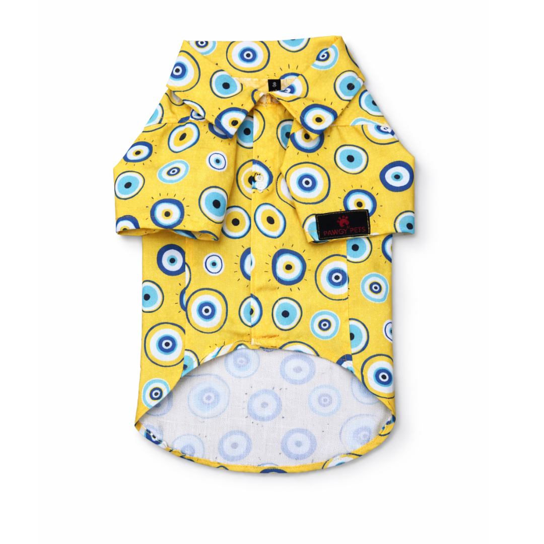Pawgypets Evil Eye Casual Shirt for Dogs (Yellow)