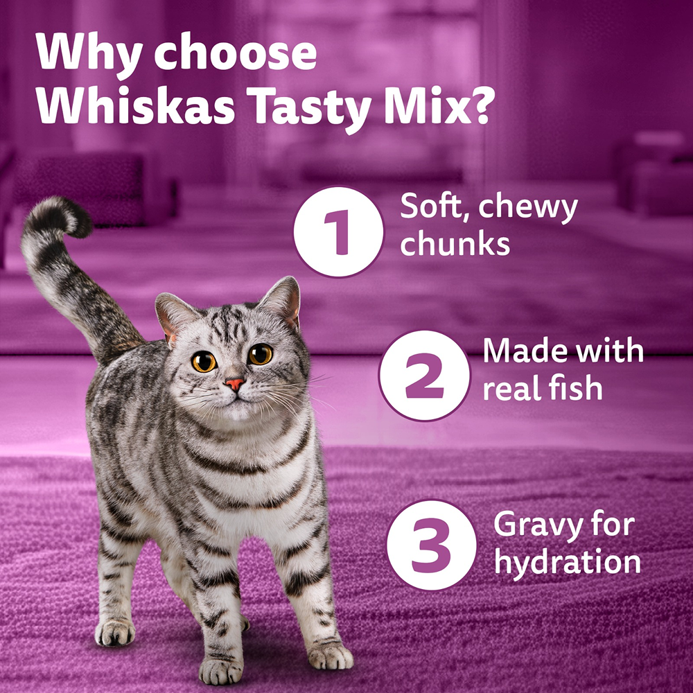 Whiskas Adult Wet Cat Food Combo |Chicken, Tuna & Seafood (Jelly & Gravy)