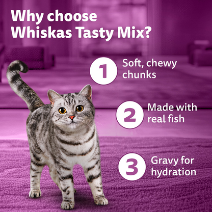 Whiskas Adult Wet Cat Food Combo |Chicken, Tuna & Seafood (Jelly & Gravy)