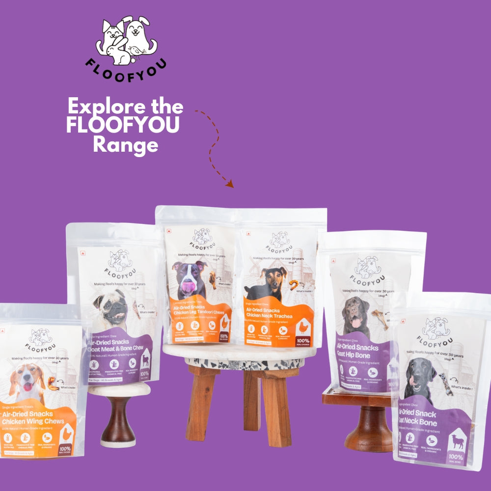 Floofyou Air Dried Goat Neck Bone Dental Chew Dog Treats