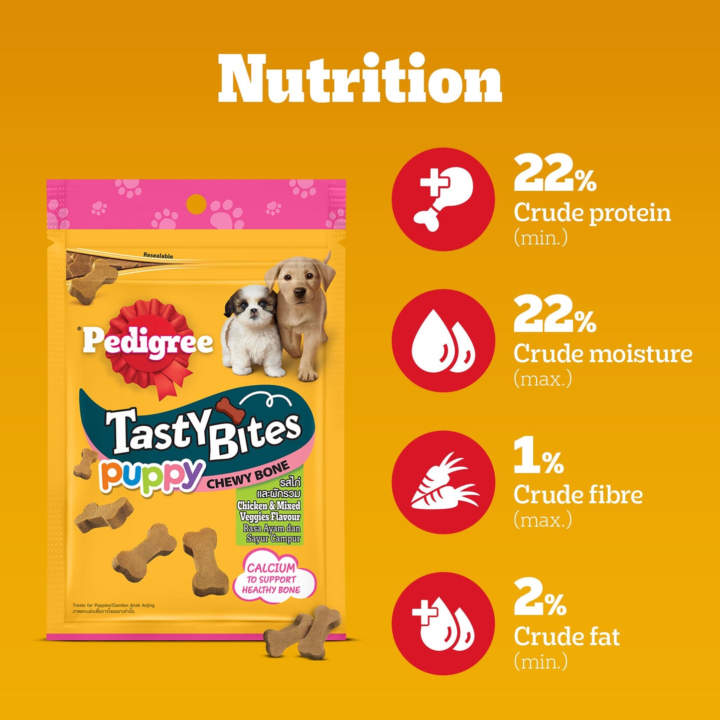 Pedigree Tasty Bites Chicken & Mixed Veggies Flavour Puppy Chewy Treats