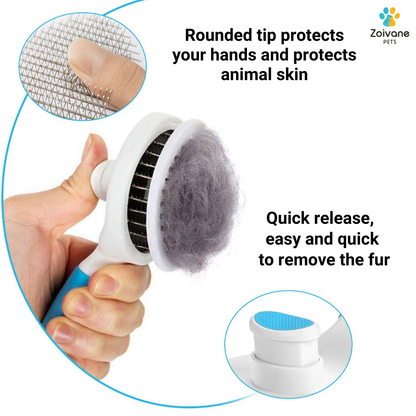 Zoivane Self Cleaning Slicker Comb for Dogs and Cats (Blue)