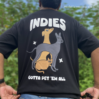 thePack Indie Merch Gotta Pet'em All Oversized T Shirt for Men and Women (Black)