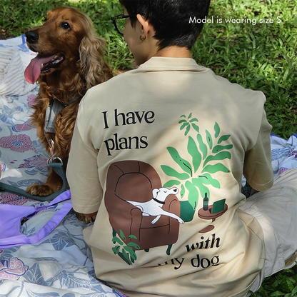 thePack Indie Merch Plans with My Dog Oversized T Shirt for Men and Women (Beige)