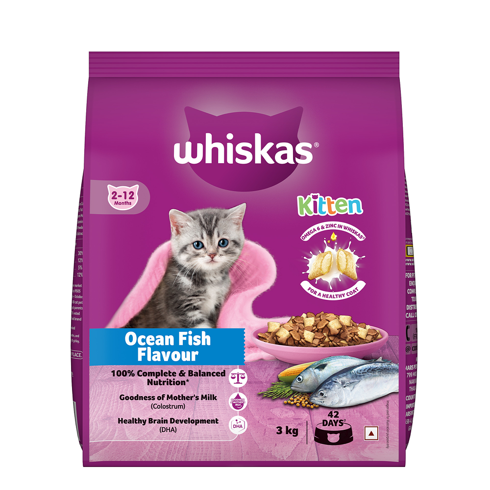 Whiskas Ocean Fish Kitten/Mother and Baby Dry Food & Petkit YumShare Solo Automatic Food Dispenser Combo for Kitten