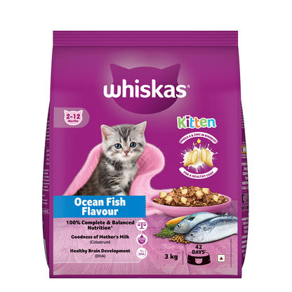 Whiskas Ocean Fish Kitten/Mother and Baby Dry Food & Petkit YumShare Solo Automatic Food Dispenser Combo for Kitten