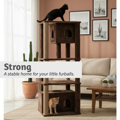 Furrlovers Large Multilevel Cat Tree Tower with Scratching Posts & Condo (Brown)