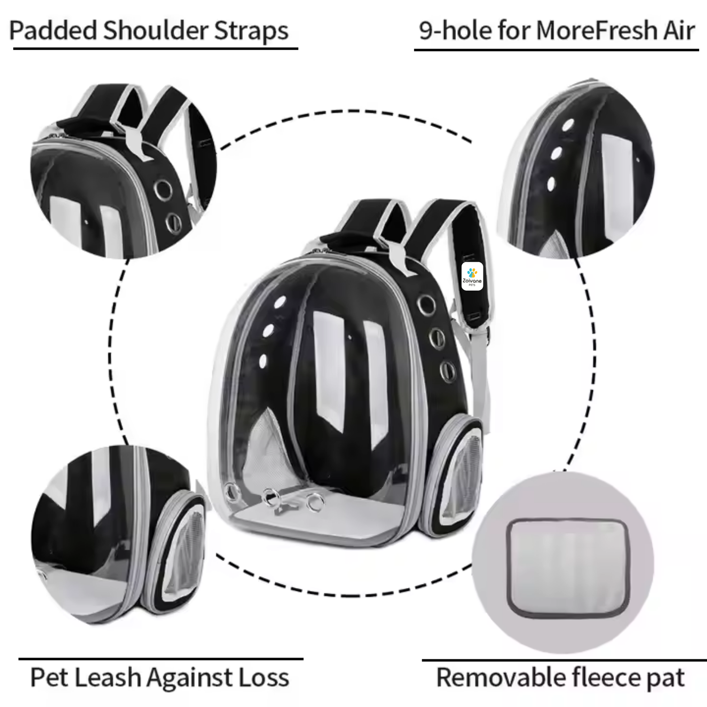 Zoivane Carrier Bag pack for Cats (Black)