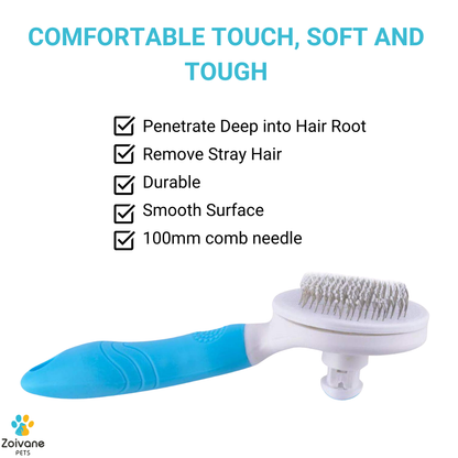 Zoivane Self Cleaning Slicker Comb for Dogs and Cats (Blue)