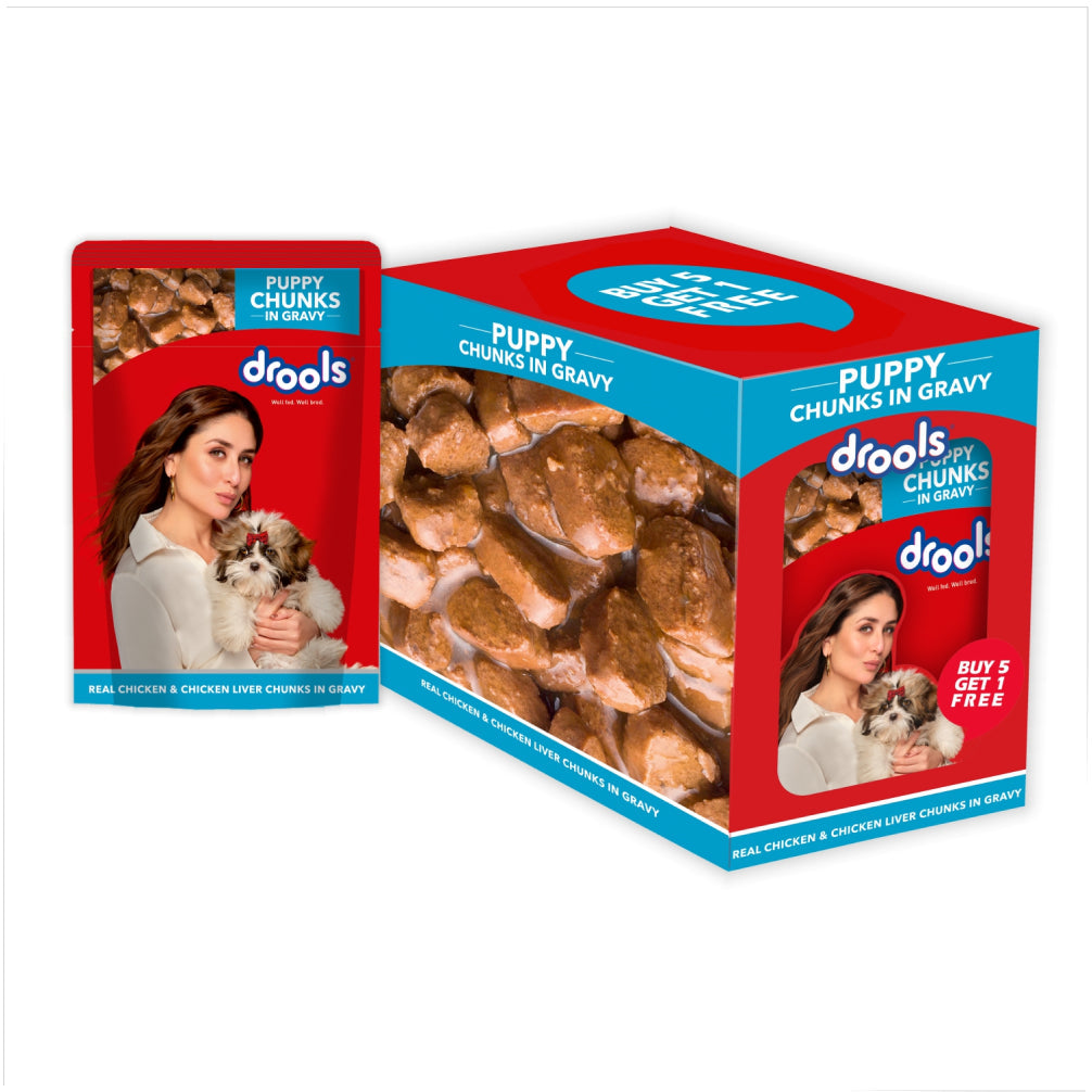 Drools Real Chicken & Chicken Liver Chunks in Gravy Puppy Dog Wet Food
