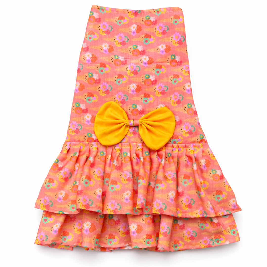 Pawgypets Softy Casual Dress for Dogs (Peach)