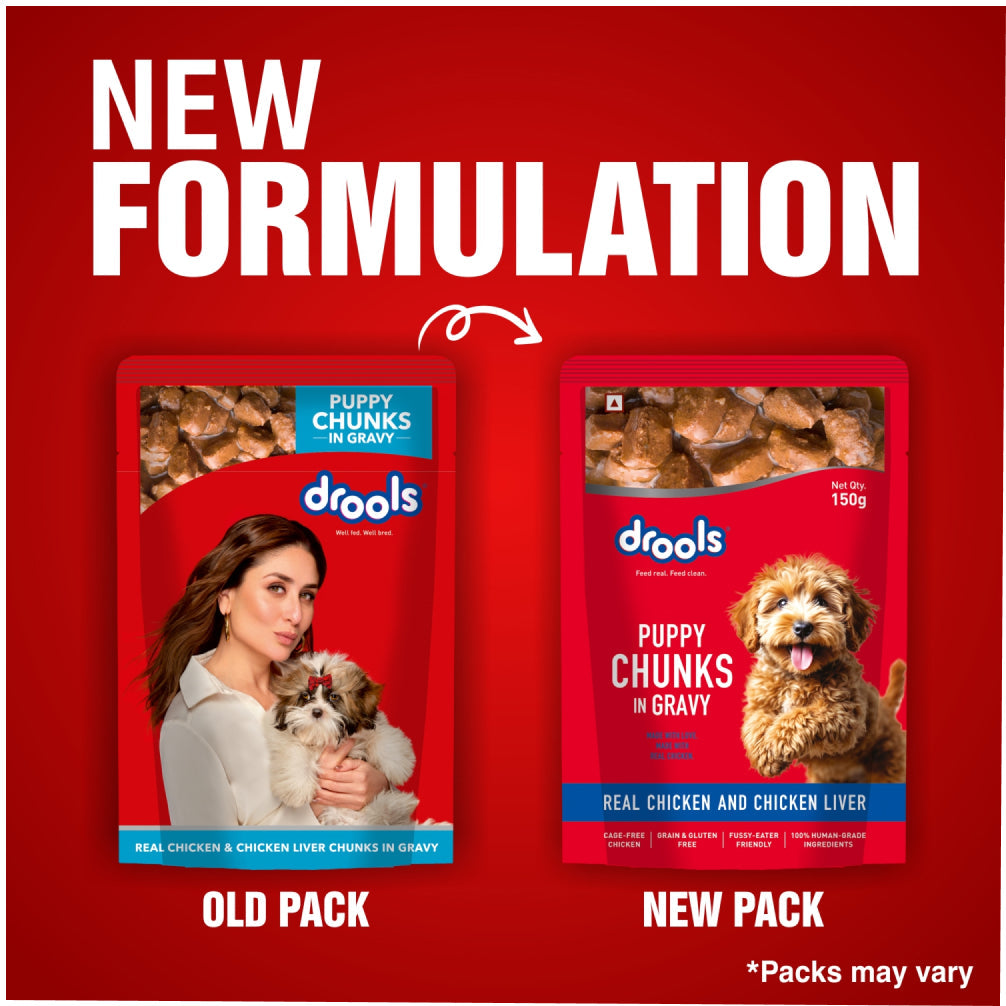 Drools Real Chicken & Chicken Liver Chunks in Gravy Puppy Dog Wet Food
