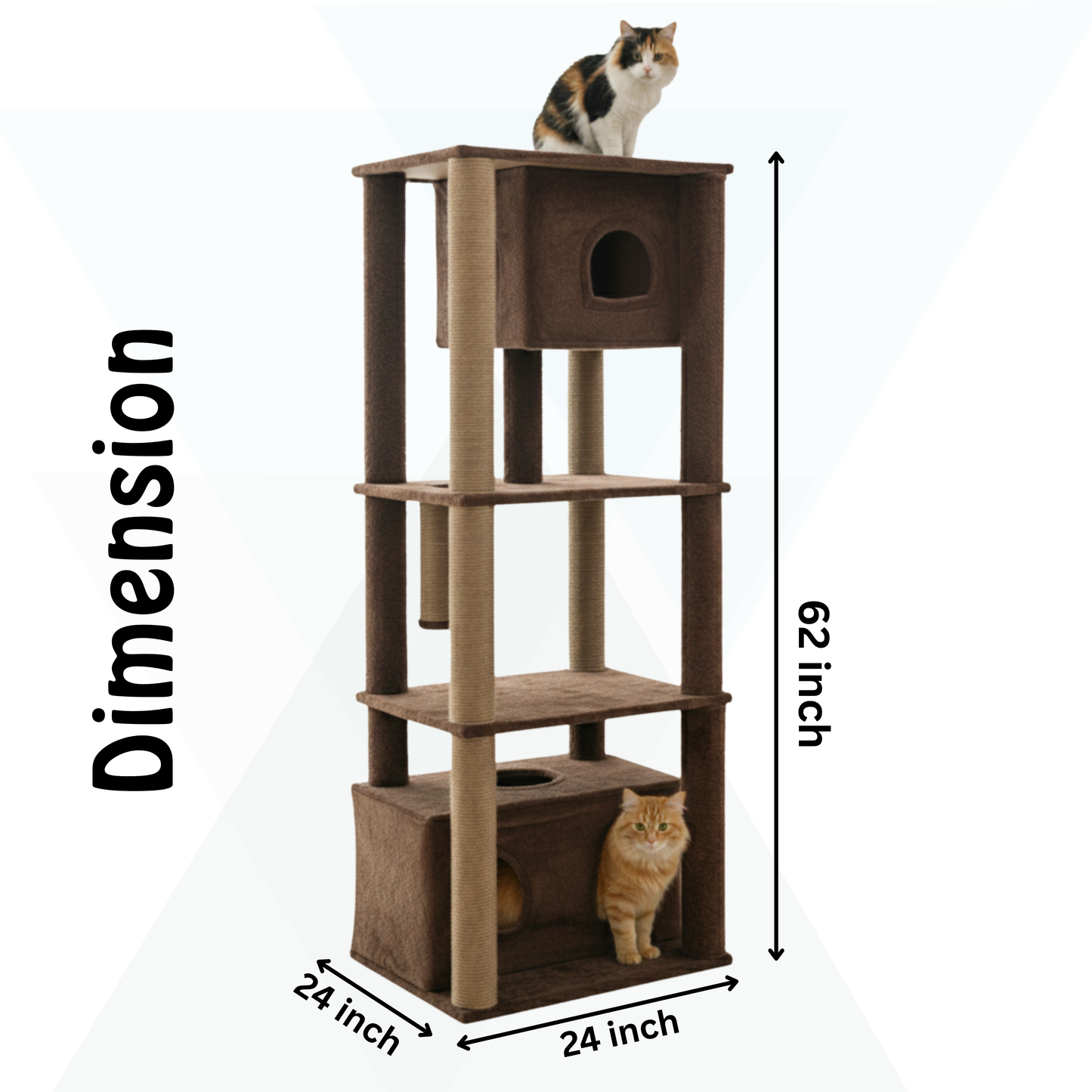 Furrlovers Large Multilevel Cat Tree Tower with Scratching Posts & Condo (Brown)