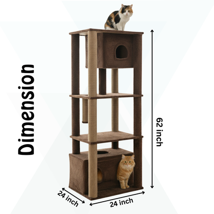 Furrlovers Large Multilevel Cat Tree Tower with Scratching Posts & Condo (Brown)