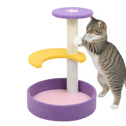 FurryLiving Astra 3Level Cat Tree for Cats & Kittens with Scratching Post and Hanging Toy for Cats