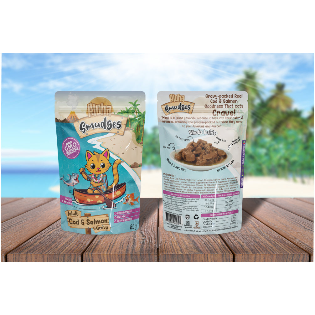 Aloha Smudges Cod and Salmon in Gravy Adult Cat Wet Food
