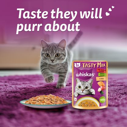 Whiskas Adult Wet Cat Food Combo |Chicken, Tuna & Seafood (Jelly & Gravy)