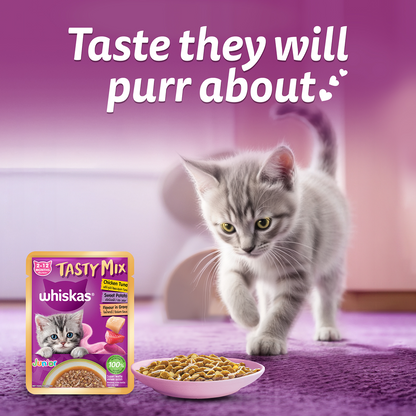 Whiskas Kitten Tasty Mix Wet Food Combo |Chicken, Tuna, Seafood & Salmon