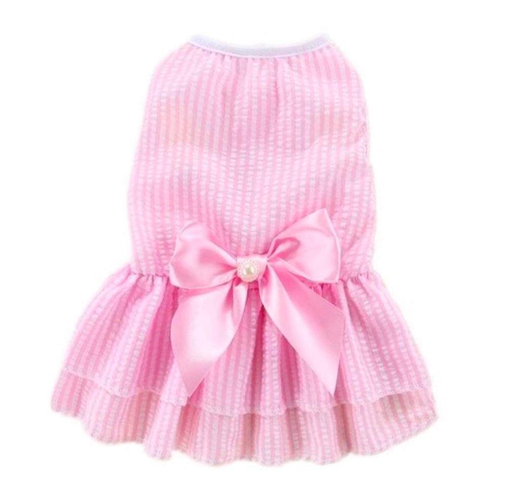 KUTKUT Princess Tutu Striped Dress for Small Breed Dogs & Cats (Pink)