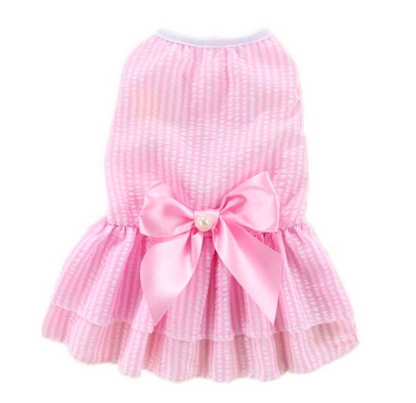 KUTKUT Princess Tutu Striped Dress for Small Breed Dogs & Cats (Pink)