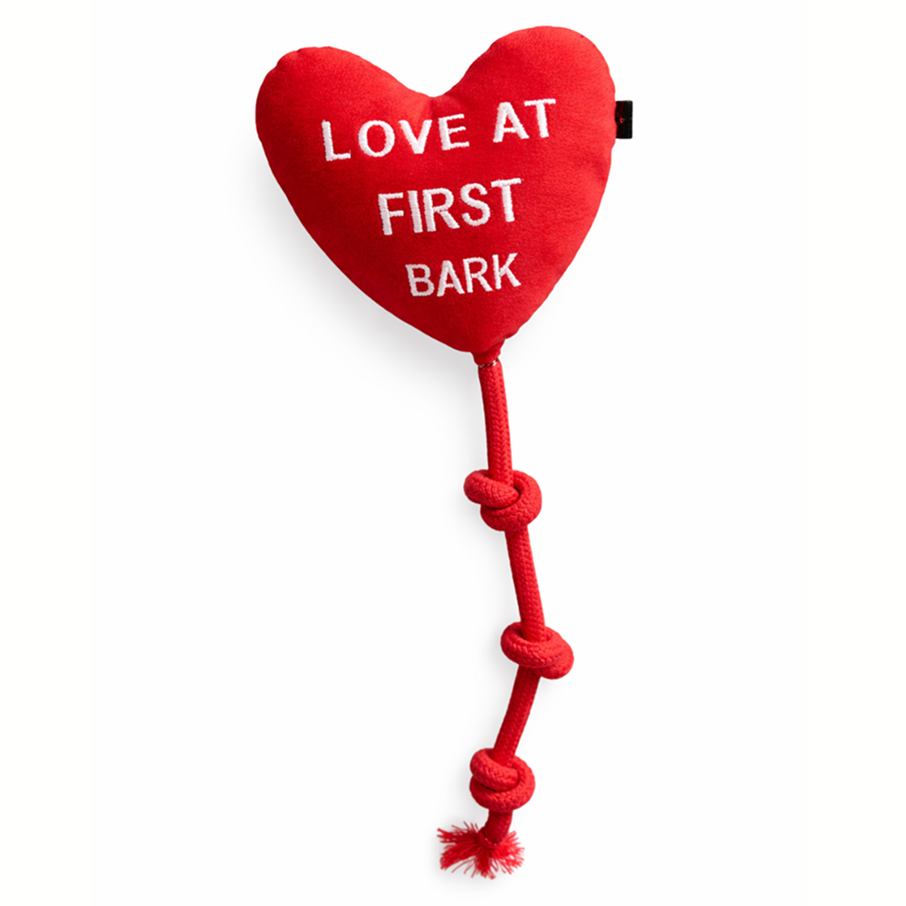 Pawgypets Love at First Bark Doggo Plush with Rope Toy for Dogs (Red)