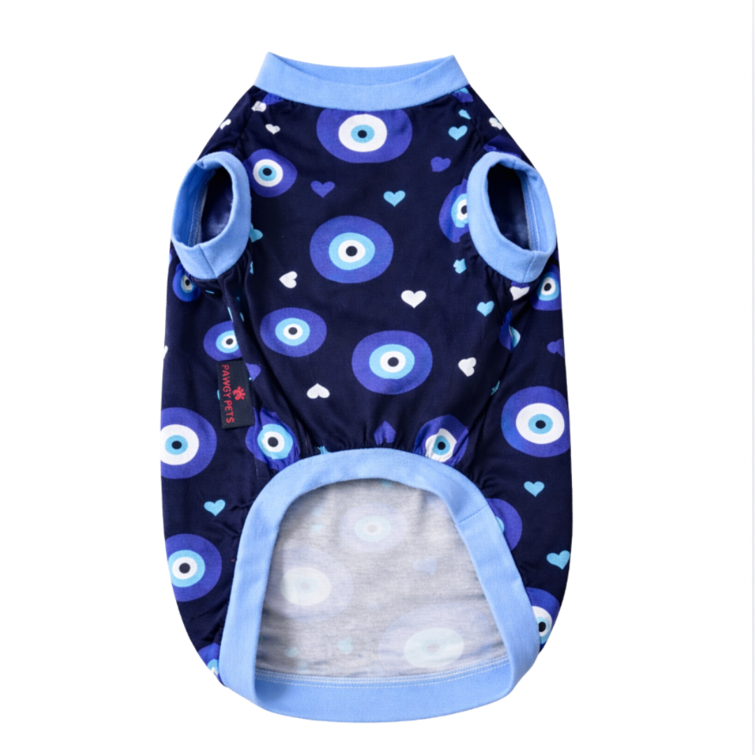 Pawgypets Evil Eye Tshirt for Dogs (Navy Blue)