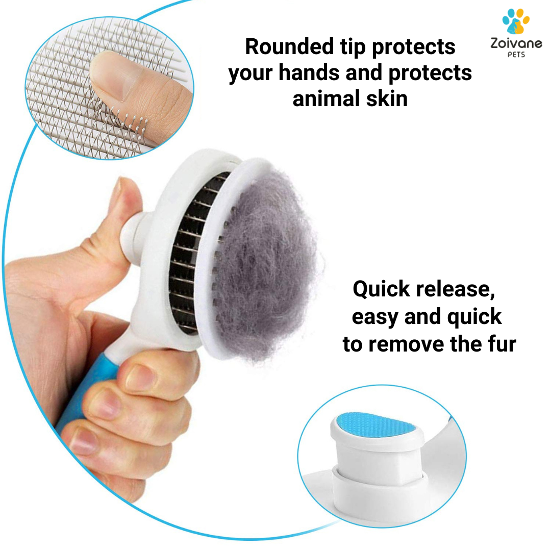 Zoivane Self Cleaning Slicker Comb for Dogs and Cats (Blue)