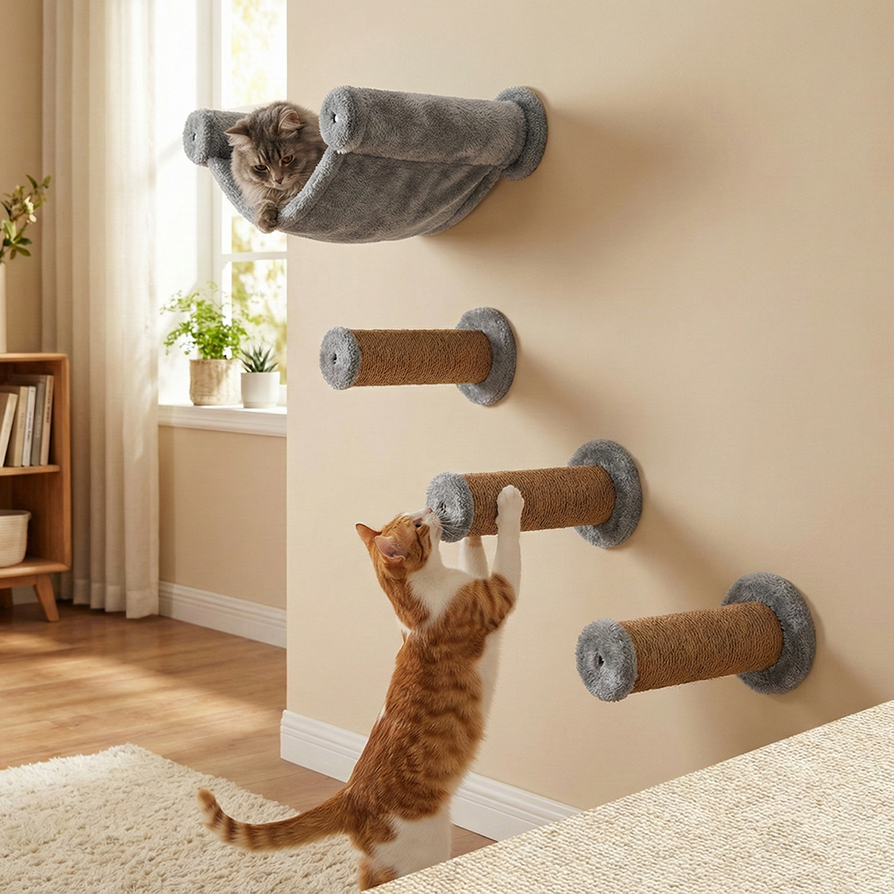 Furrlovers Wall Mounted Hammock with Plush Fabric for Cats (Grey)