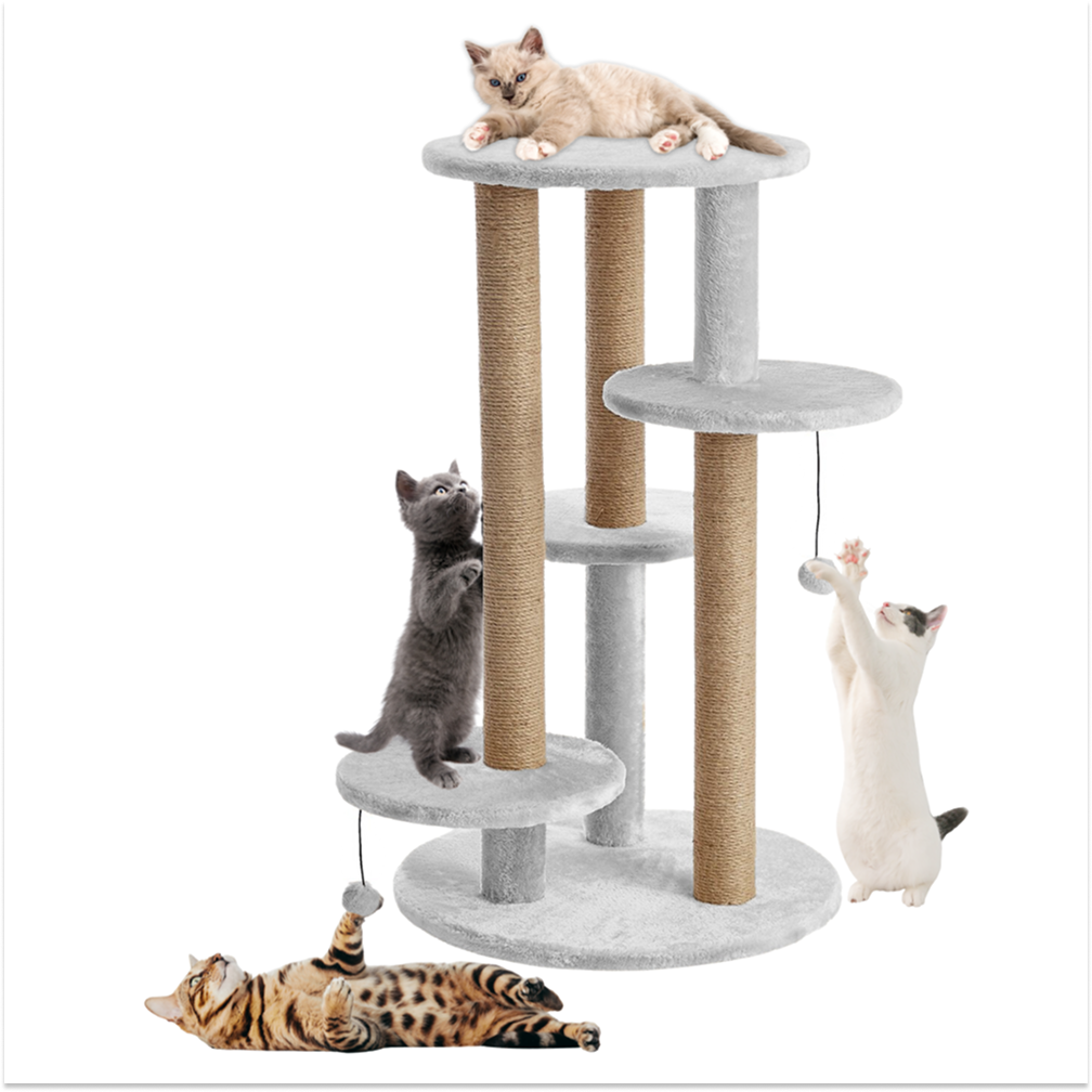 Furrlovers Multi Level Cat Tree with Scratching Posts & Platforms (Grey)