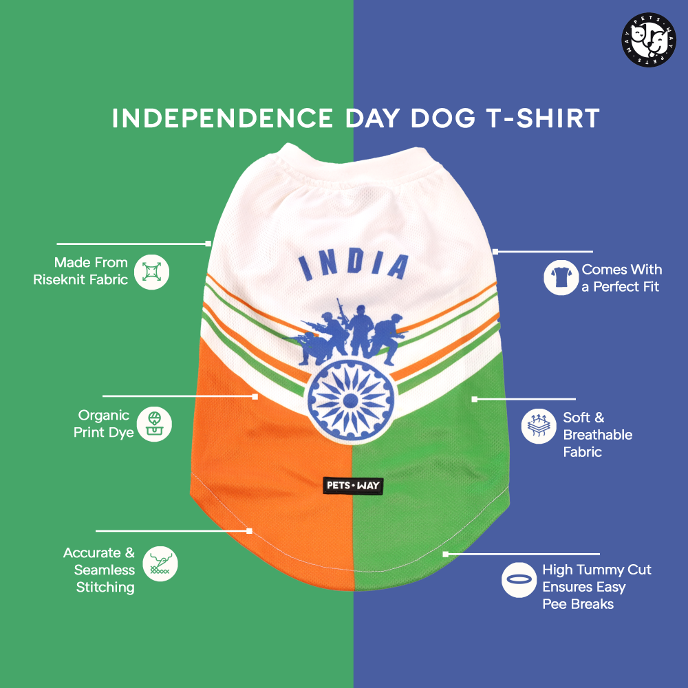 Pets Way Team India Spirit Tshirt for Dogs