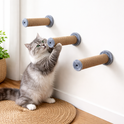 Furrlovers Wall Mounted Scratching Pole with Natural Jute for Cats (Grey)