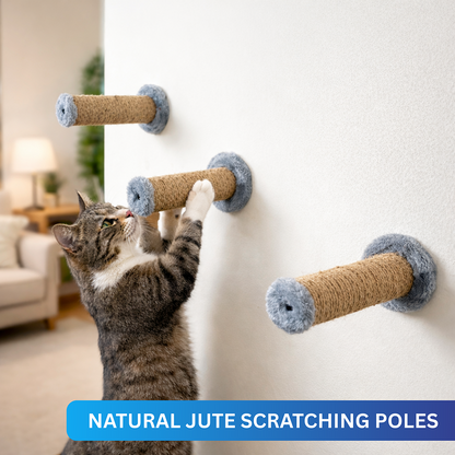 Furrlovers Wall Mounted Scratching Pole with Natural Jute for Cats (Grey)