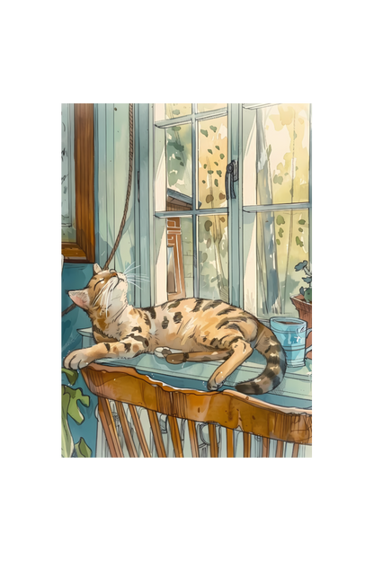 EverythingBoho The Chilling Cat Boho Wall Art (Bottle Green)