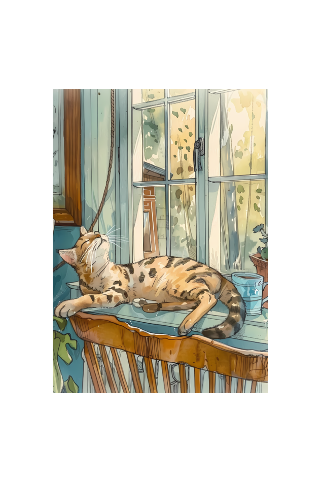 EverythingBoho The Chilling Cat Boho Wall Art (Yellow)