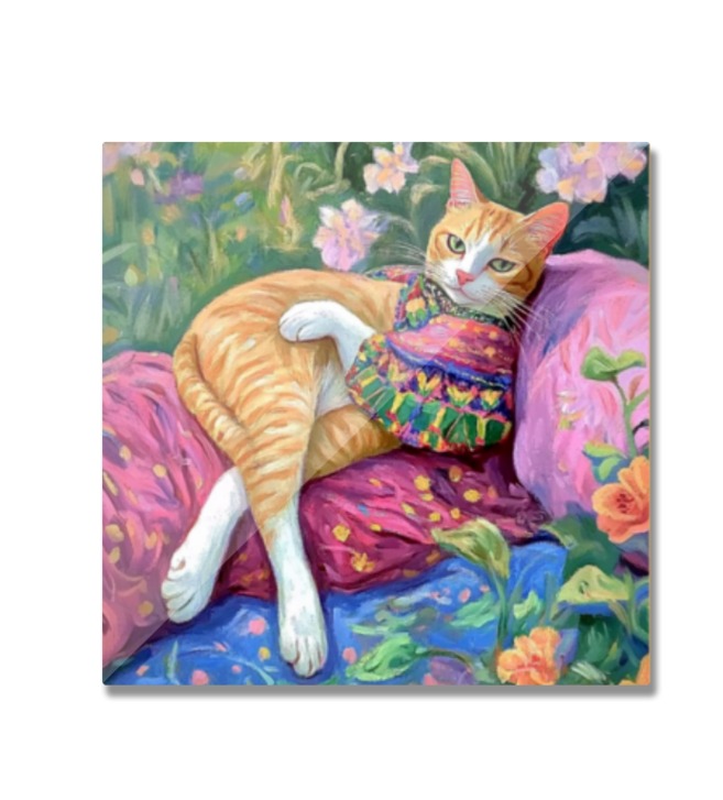 EverythingBoho Cat at Leisure Designer Fridge Magnet