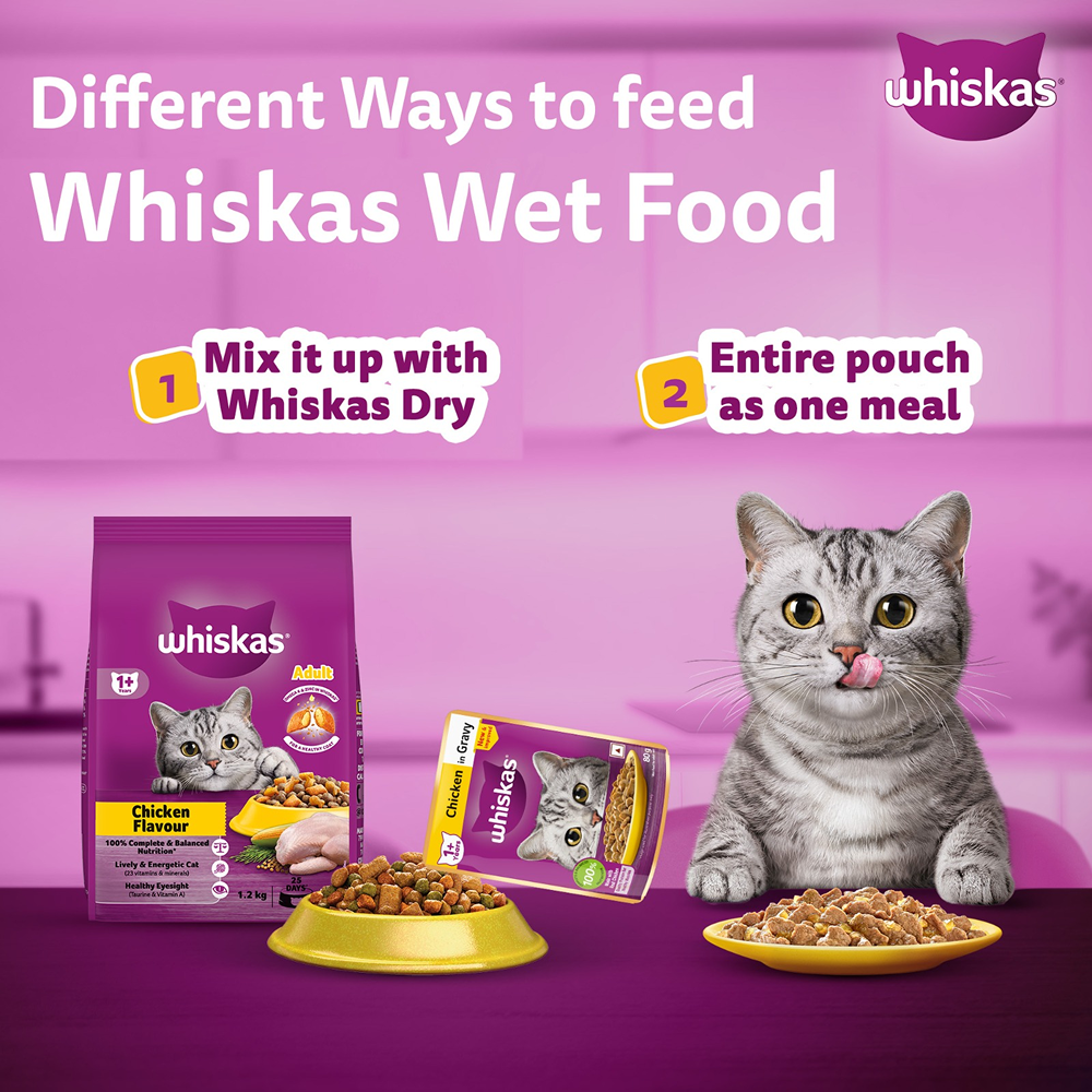 Whiskas Tuna in Jelly, Chicken and Salmon in Gravy Meal Adult Cat Wet Food