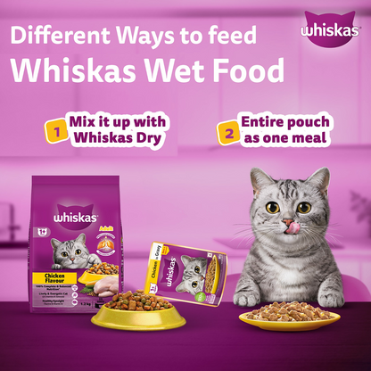Whiskas Tuna in Jelly, Chicken and Salmon in Gravy Meal Adult Cat Wet Food