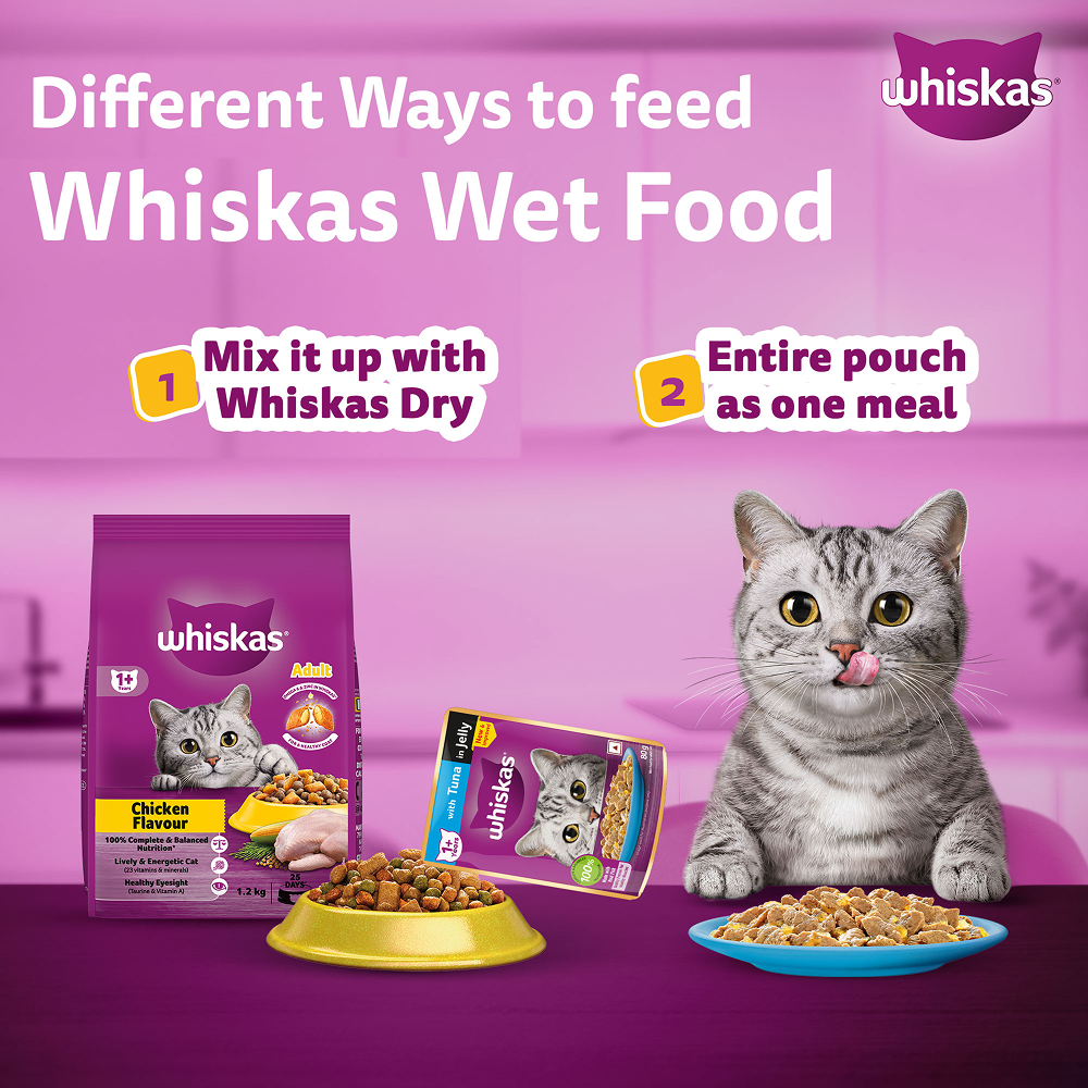 Whiskas Tuna in Jelly, Chicken and Salmon in Gravy Meal Adult Cat Wet Food