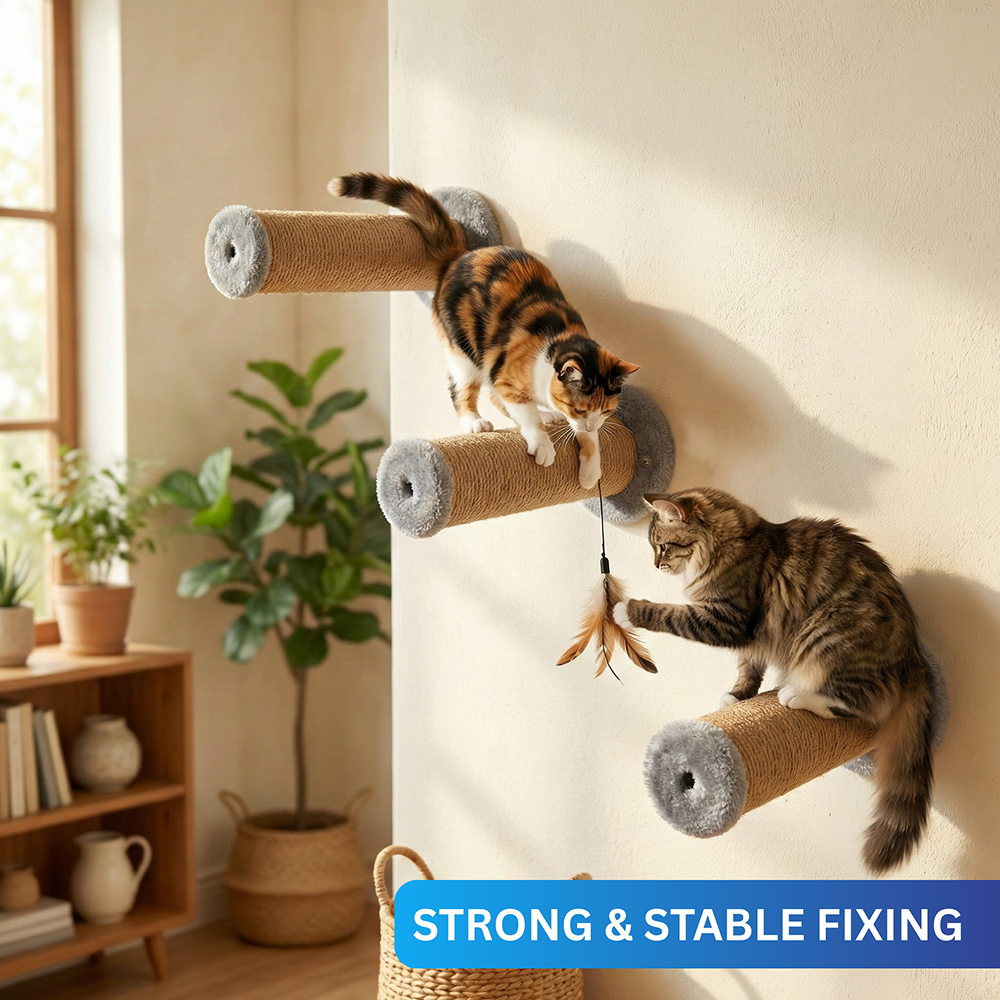 Furrlovers Wall Mounted Scratching Pole with Natural Jute for Cats (Grey)
