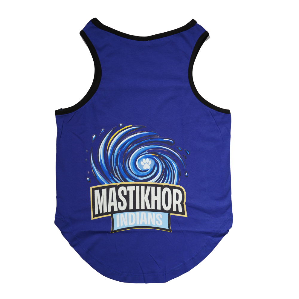 Skatrs Mastikhor Indians Cricket Jersey for Dogs and Cats (Blue)