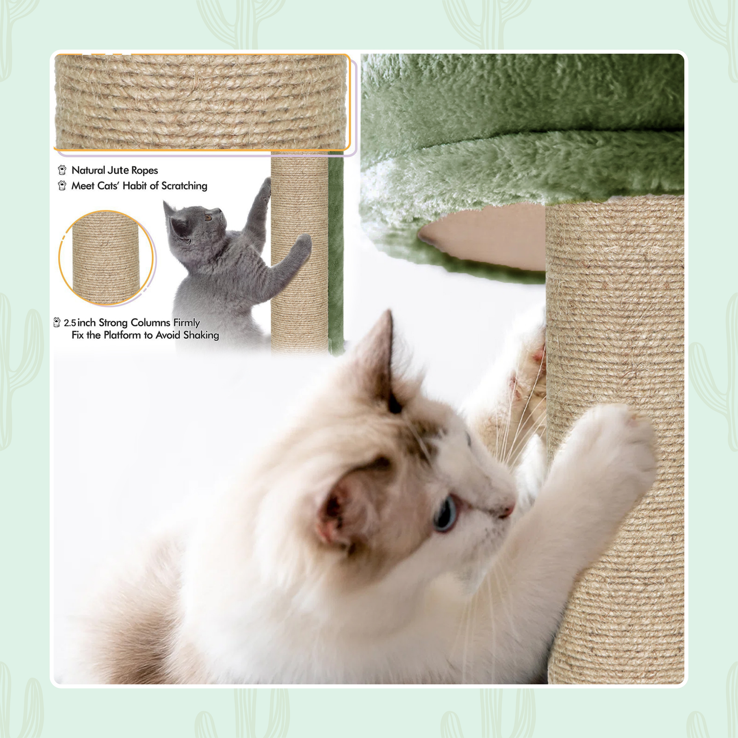 Furrlovers Multi Level Tree with Condo & Hammock for Cats (Green)